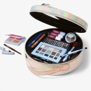 Beauty Canteen NWT irradecent Sequin Makeup case filled with Makeup